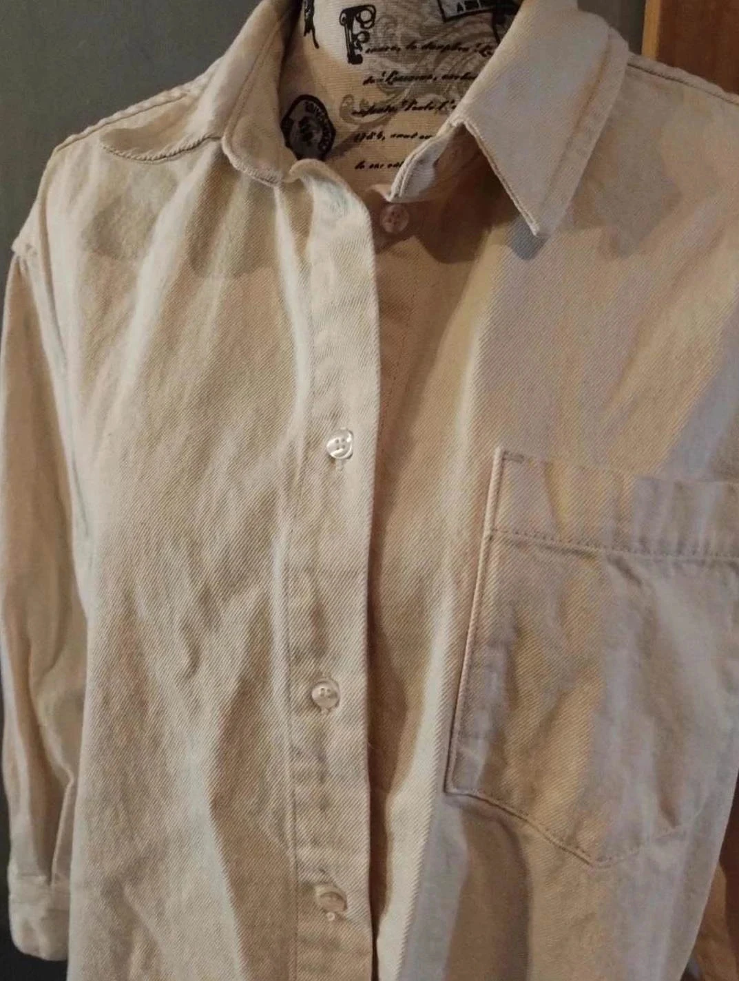 Chaqueta de camisa mujer crema, Selected, T38 – photo 3
